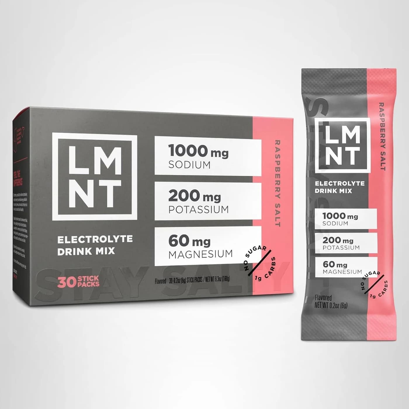 Drink LMNT Zero Sugar Electrolytes, Raspberry Salt (Pack of 30)